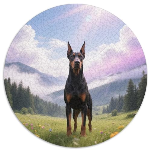 Doberman PinscherAnspruchsvolles Rundpuzzle (1000 Teile) MitHaustierhund, EIN Highlight Für Pausenräume Oder Studios 1000pcs (67.5x67.5cm) von QEVAWPAE