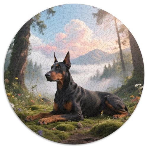 Doberman PinscherAnspruchsvolles Rundpuzzle MitHaustierhund, 1000 Teile, Ideal Zur Förderung Der Konzentration 1000pcs (67.5x67.5cm) von QEVAWPAE