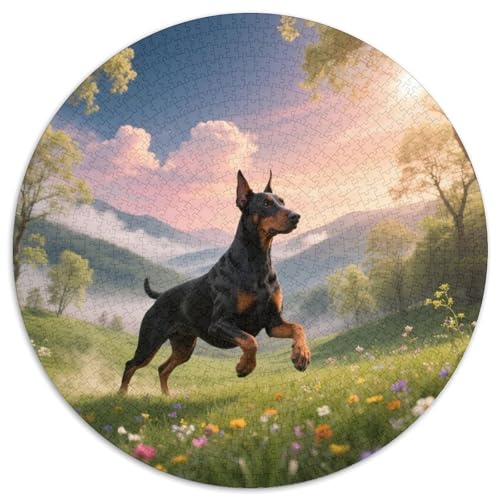 Doberman PinscherEntspannendes Rundpuzzle MitHaustierhund, 1000 Teile, Mittlerer Schwierigkeitsgrad, Ideal Für Familienabende 1000pcs (67.5x67.5cm) von QEVAWPAE