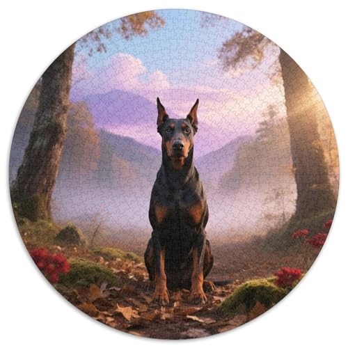 Doberman PinscherPuzzlevergnügen MitHaustierhund, 1000 Teile, Rund, Für Gemütliche Abende Im Wohnzimmer 1000pcs (67.5x67.5cm) von QEVAWPAE
