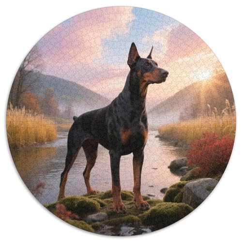 Doberman PinscherPuzzlevergnügen MitHaustierhund, 1000 Teile, Rund, Für Gemütliche Abende Im Wohnzimmer 1000pcs (67.5x67.5cm) von QEVAWPAE