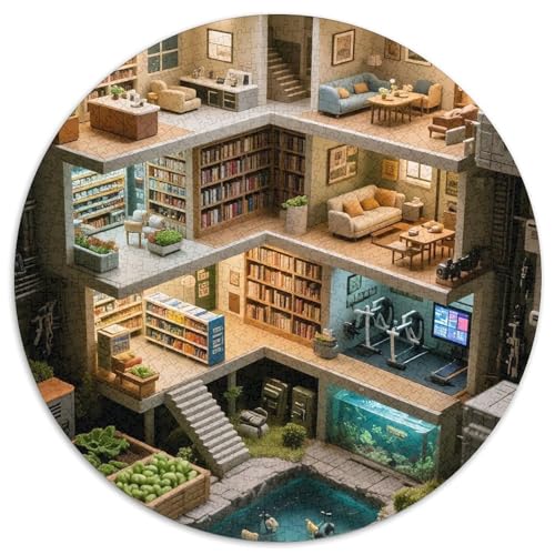 Dream Cabin, 1000-teiliges Rundes Puzzle, Spielerische Förderung Von Geduld Und Konzentration, Perfekt Zum Verschenken, Geeignet Ab 12 Jahren, 1000pcs (67.5x67.5cm) von QEVAWPAE