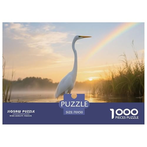 Egret1000 Stück Rundes Puzzle Anspruchsvoll Für Ältere Kinder Pädagogisches Spiel Mentale Disziplin Vogel Puzzleausstellung Buchhandlung 70x50cm/1000pcs von QEVAWPAE