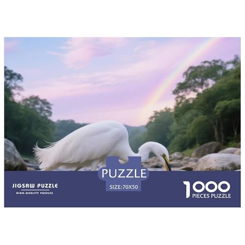 Egret1000 Stück Rundes Puzzle Ausgewogene Schwierigkeit Für Alle Generationen Logische Stärkung Vogel Couchtisch Dekoration Wandaufhänger 70x50cm/1000pcs von QEVAWPAE