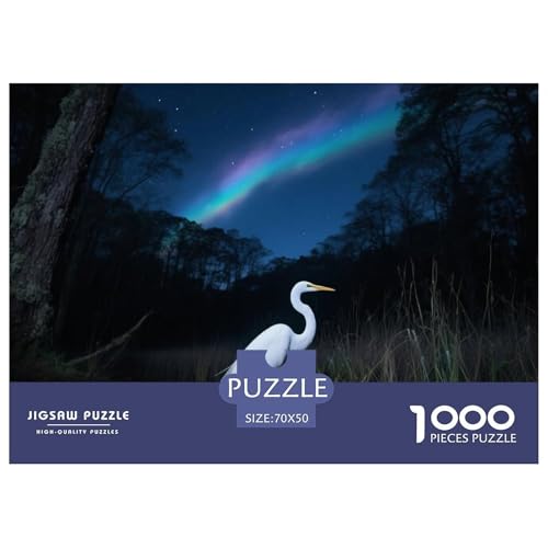 Egret1000 Stück Rundes Puzzle Einfach Für Anfänger Kognitive Fähigkeiten Freizeit Logikspiel Vogel Hervorragend Als Geschenk Dekoration 70x50cm/1000pcs von QEVAWPAE