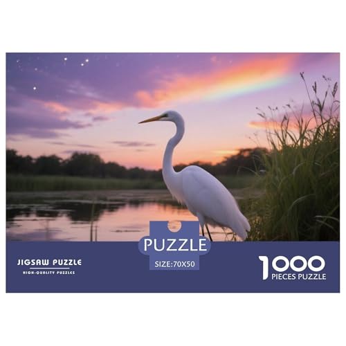 Egret1000 Stück Rundes Puzzle Emotionales Wohlbefinden Für Alle Nutzer Stressabbau Vogel Spa Oder Ruhiger Raum 70x50cm/1000pcs von QEVAWPAE