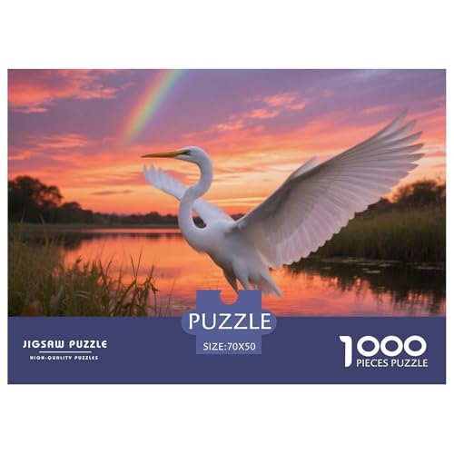 Egret1000 Stück Rundes Puzzle Emotionales Wohlbefinden Für Alle Nutzer Stressabbau Vogel Spa Oder Ruhiger Raum 70x50cm/1000pcs von QEVAWPAE