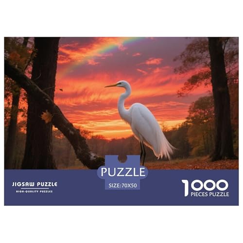 Egret1000 Stück Rundes Puzzle Entspannte Puzzleabende Für Familie Und Freunde Gedächtnisspiel Vogel Sammlerauswahl Wandkunst 70x50cm/1000pcs von QEVAWPAE