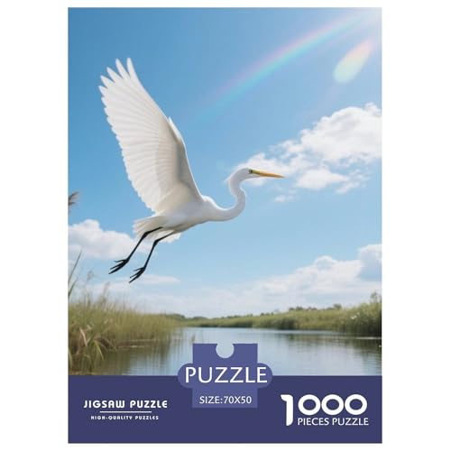 Egret1000 Stück Rundes Puzzle Faszinierende Herausforderung Empfohlen Ab 12 Jahren Logische Fähigkeiten Künstlerischer Wert Vogel Unvergessliches Geschenk Sammlung 70x50cm/1000pcs von QEVAWPAE