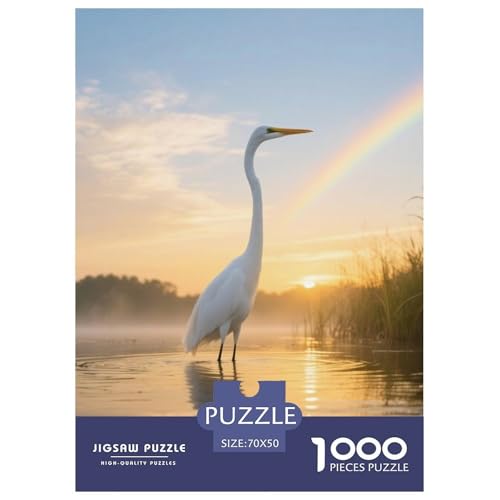 Egret1000 Stück Rundes Puzzle Fortgeschritten Für Puzzleenthusiasten Strategische Planung Vogel Festtagsgeschenk Rahmung Bereit 70x50cm/1000pcs von QEVAWPAE