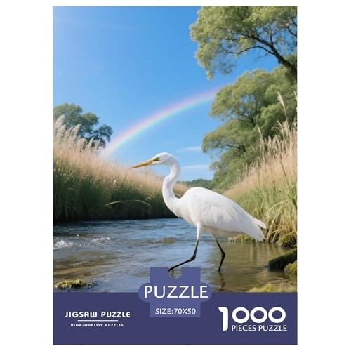 Egret1000 Stück Rundes Puzzle Mittlere Komplexität Für Alle Altersgruppen Logisches Denken Mehrfacher Spaß Vogel Heimdekoration Familienzeit 70x50cm/1000pcs von QEVAWPAE