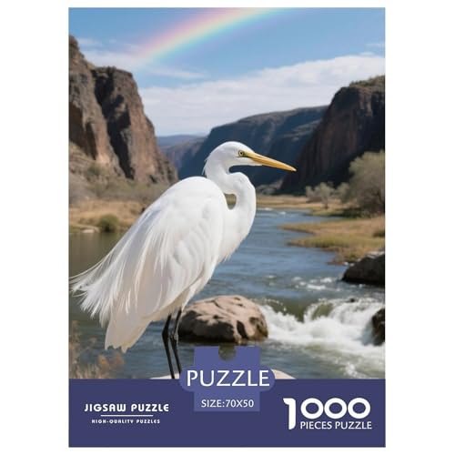 Egret1000 Stück Rundes Puzzle Mittlerer Schwierigkeitsgrad Für Alle Altersgruppen Geistige Entwicklung Kreativität Familie Vogel Wanddekoration Sammlung 70x50cm/1000pcs von QEVAWPAE
