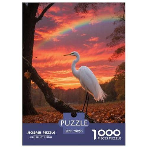 Egret1000 Stück Rundes Puzzle Mittlerer Schwierigkeitsgrad Für Paare Hand-Auge-Koordination Vogel Perfekt Für Wanddeko Geschenk 70x50cm/1000pcs von QEVAWPAE