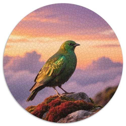 Emerald Vogel1000 Stück Rundes Puzzle Ausgewogen Für Eltern Und Kinder Visuelle HerausforderungVogel Wochenendspiel Gerahmte Kunst 1000pcs (67.5x67.5cm) von QEVAWPAE