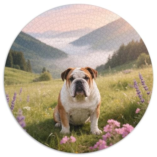 Englischer Bulldog1000 Teile Rundpuzzle MitHaustierhund, Entspannend Und Lehrreich, Für Jugendliche Und Erwachsene 1000pcs (67.5x67.5cm) von QEVAWPAE