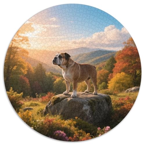 Englischer BulldogAnspruchsvolles Rundpuzzle MitHaustierhund, 1000 Teile Für Denkspiele Im Freundeskreis 1000pcs (67.5x67.5cm) von QEVAWPAE
