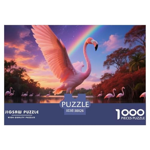 Flamingo1000 Stück Rundes Puzzle Einfach Für Anfänger Entspannendes Hobby Vogel Ideal Für Wochenendaktivitäten Lernspiel 38x26cm/1000pcs von QEVAWPAE