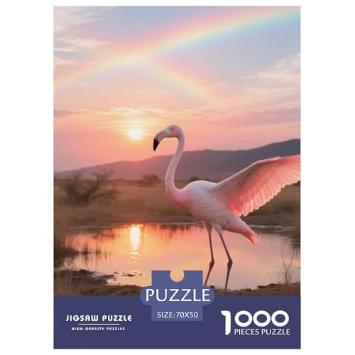 Flamingo1000 Stück Rundes Puzzle Familienbindung Für Alle Altersgruppen Achtsame Aktivität Lernhilfe Vogel Gerahmte Wandgestaltung 70x50cm/1000pcs von QEVAWPAE