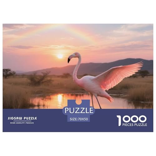 Flamingo1000 Stück Rundes Puzzle Faszinierende Herausforderung Empfohlen Ab 12 Jahren Logische Fähigkeiten Künstlerischer Wert Vogel Unvergessliches Geschenk Sammlung 70x50cm/1000pcs von QEVAWPAE