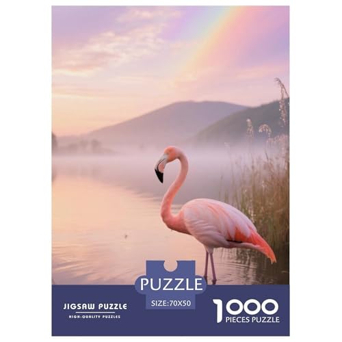 Flamingo1000 Stück Rundes Puzzle Künstlerische Aufgabe Für Alle Altersgruppen Inspirierende Kreativität Vogel Edles Geschenk Inneneinrichtung 70x50cm/1000pcs von QEVAWPAE