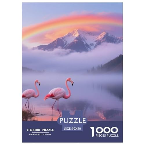 Flamingo1000 Stück Rundes Puzzle Mittlere Komplexität Für Alle Altersgruppen Logisches Denken Mehrfacher Spaß Vogel Heimdekoration Familienzeit 70x50cm/1000pcs von QEVAWPAE