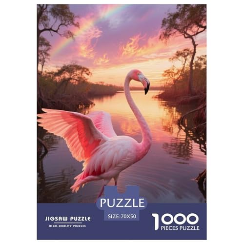 Flamingo1000 Stück Rundes Puzzle Multitalent Logisches Denken Visuelle Kreativität Künstlerisches Spiel Vogel Dekorative Aufwertung Einzigartiges Geschenk 70x50cm/1000pcs von QEVAWPAE
