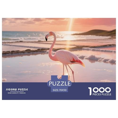 Flamingo1000 Stück Rundes Puzzle Ruhiges Tempo Für Großeltern Und Kinder Sanftes Gehirntraining Vogel Schönes Geschenk Familienspaß 70x50cm/1000pcs von QEVAWPAE