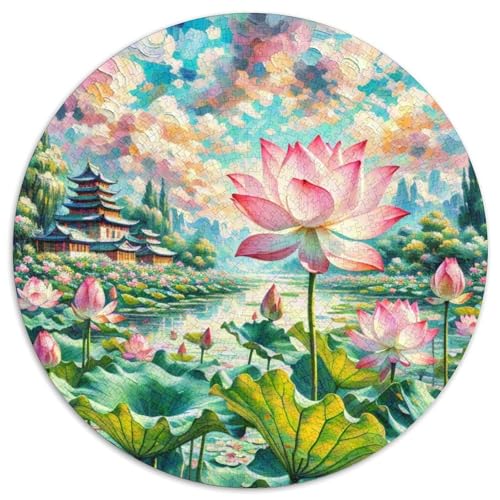 Fleur de LotusRunde Puzzle-Herausforderung Mit 1000 Teilen Und, Für Familiennachmittage Und Gemeinsames Entspannen 1000pcs (67.5x67.5cm) von QEVAWPAE