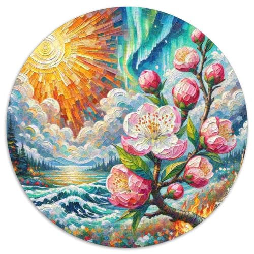 Fleur de pêcheKünstlerisches 1000-Teile Puzzle in Runder Form Mit, Ideal Für Puzzlefreunde Ab 14 1000pcs (67.5x67.5cm) von QEVAWPAE