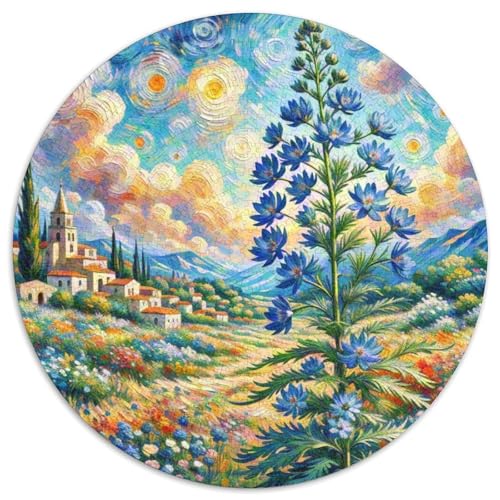 Flocon de Neige bleuEntspannendes Rundpuzzle Mit, 1000 Teile, Mittlerer Schwierigkeitsgrad, Ideal Für Familienabende 1000pcs (67.5x67.5cm) von QEVAWPAE