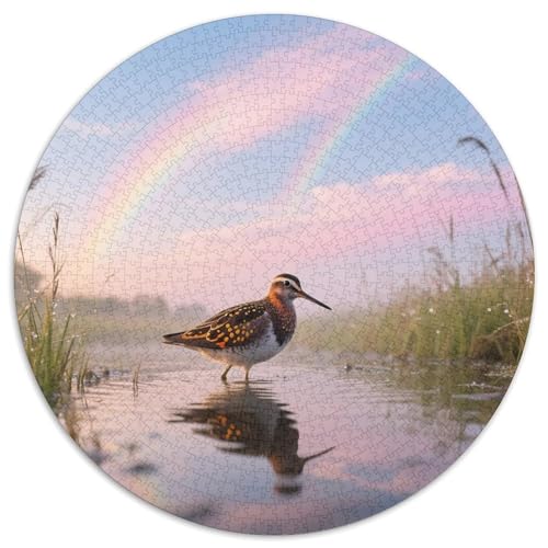 Gemalt Snipe1000 Stück Rundes Puzzle Hoher Schwierigkeitsgrad Für Experten Problemlösung Konzentration VerbesserungVogel Elegante Dekoration Geschenkidee 1000pcs (67.5x67.5cm) von QEVAWPAE