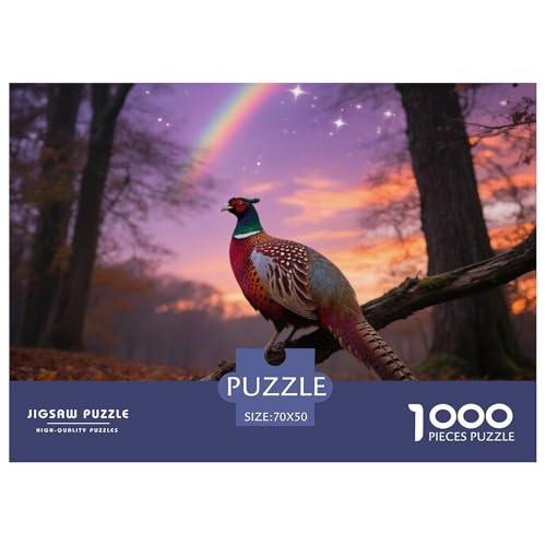 Gemeinsame Fasan1000 Stück Rundes Puzzle Für Familien Logisches Denken Kreativitätsförderung Für Junge Menschen Vogel Familienzeit Wohnzimmerdekoration 70x50cm/1000pcs von QEVAWPAE