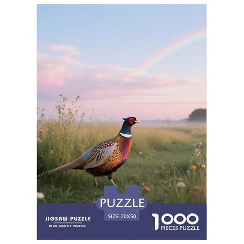 Gemeinsame Fasan1000 Stück Rundes Puzzle Gemächliches Tempo Für Senioren Gedächtnisspiel Vogel Ruhige Umgebung Wanddekoration 70x50cm/1000pcs von QEVAWPAE