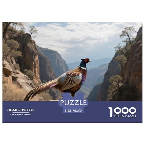 Gemeinsame Fasan1000 Stück Rundes Puzzle Hoher Schwierigkeitsgrad Für Experten Problemlösung Konzentration Verbesserung Vogel Elegante Dekoration Geschenkidee 70x50cm/1000pcs von QEVAWPAE