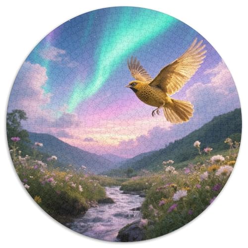 Goldenen Weaver1000 Stück Rundes Puzzle Mittlerer Schwierigkeitsgrad Für Paare Hand-Auge-KoordinationVogel Perfekt Für Wanddeko Geschenk 1000pcs (67.5x67.5cm) von QEVAWPAE