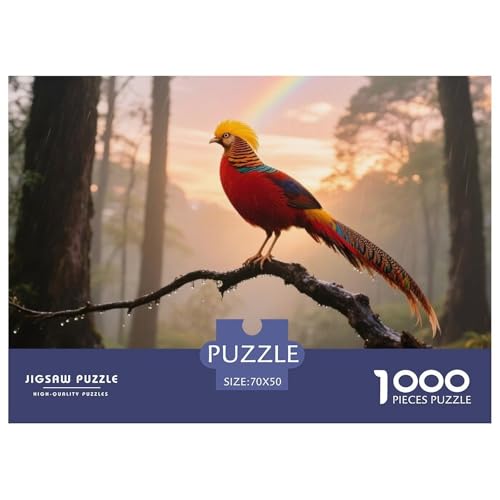 Goldener Fasan1000 Stück Rundes Puzzle Ausgewogene Schwierigkeit Für Alle Generationen Logische Stärkung Vogel Couchtisch Dekoration Wandaufhänger 70x50cm/1000pcs von QEVAWPAE