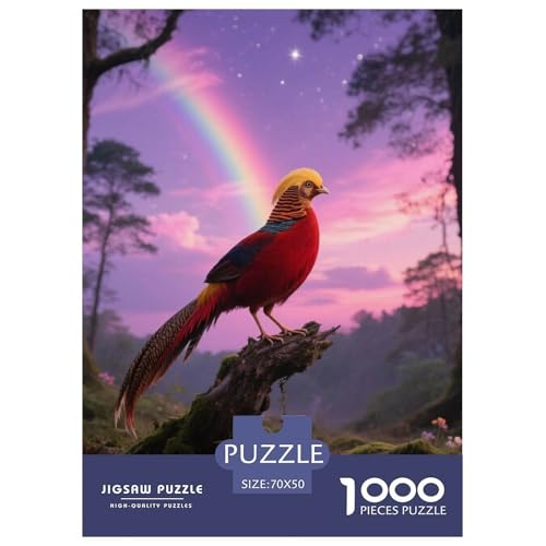 Goldener Fasan1000 Stück Rundes Puzzle Beliebt Bei Jugendlichen Leicht Koordination Pädagogisches Spiel Vogel Geeignet Für Klassenzimmer Kinderzimmer 70x50cm/1000pcs von QEVAWPAE