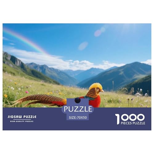 Goldener Fasan1000 Stück Rundes Puzzle Fortgeschrittenes Niveau Für Jugendliche Und Erwachsene Gehirntraining Visuelles Lernen Vogel Optimal Für Bildungseinrichtungen 70x50cm/1000pcs von QEVAWPAE