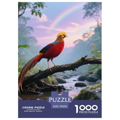 Goldener Fasan1000 Stück Rundes Puzzle Gemächliches Tempo Für Senioren Gedächtnisspiel Vogel Ruhige Umgebung Wanddekoration 70x50cm/1000pcs von QEVAWPAE