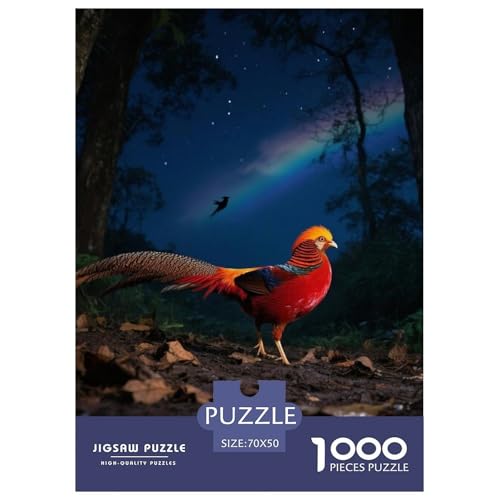 Goldener Fasan1000 Stück Rundes Puzzle Komplex Für Puzzleliebhaber Gedächtnisverbesserung Feinmotorik Vogel Wohnraumdekoration Für Sammler 70x50cm/1000pcs von QEVAWPAE