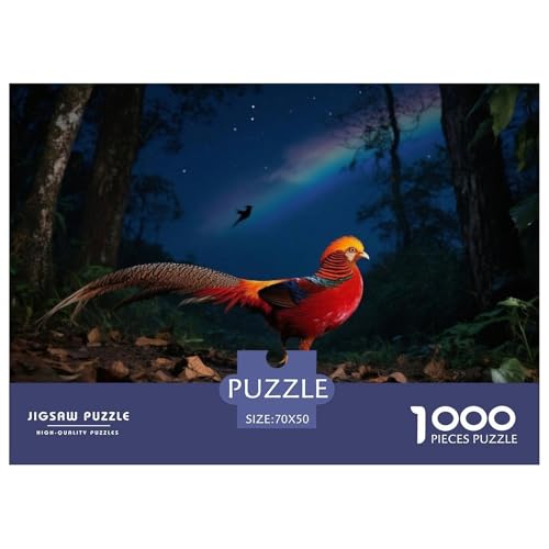 Goldener Fasan1000 Stück Rundes Puzzle Leichte Schwierigkeit Für Kinder Und Jugendliche Fähigkeitenentwicklung Vogel Künstlerische Kreation Perfekt Für Klasse 70x50cm/1000pcs von QEVAWPAE