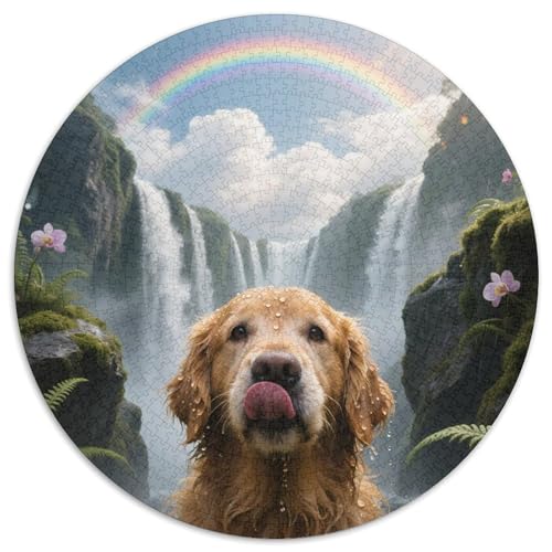 Goldener RetrieverPuzzle MitHaustierhund, Rundes Format Und 1000 Teile, Ideal Zum Entspannen Nach Der Arbeit 1000pcs (67.5x67.5cm) von QEVAWPAE