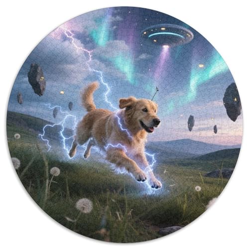 Goldener RetrieverPuzzle MitHaustierhund, Rundes Format Und 1000 Teile, Ideal Zum Entspannen Nach Der Arbeit 1000pcs (67.5x67.5cm) von QEVAWPAE