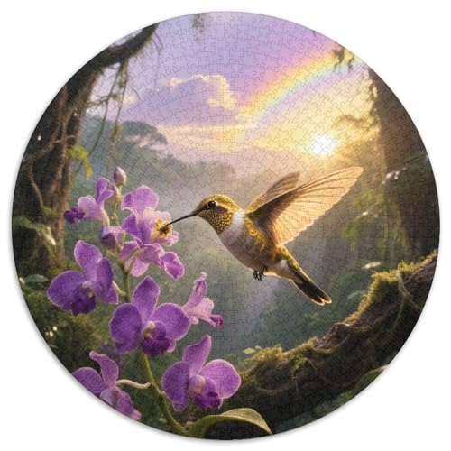 Goldenflügelter Kolibri1000 Stück Rundes Puzzle Anregend Und Unterhaltsam Für Puzzlefans Aufmerksamkeit KonzentrationVogel Puzzle Ecke Geschenkewahl 1000pcs (67.5x67.5cm) von QEVAWPAE