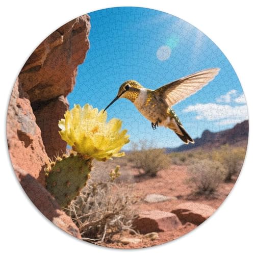 Goldenflügelter Kolibri1000 Stück Rundes Puzzle Ausgewogene Schwierigkeit Für Alle Generationen Logische StärkungVogel Couchtisch Dekoration Wandaufhänger 1000pcs (67.5x67.5cm) von QEVAWPAE