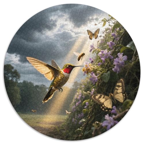 Goldenflügelter Kolibri1000 Stück Rundes Puzzle Entspannte Puzzleabende Für Familie Und Freunde GedächtnisspielVogel Sammlerauswahl Wandkunst 1000pcs (67.5x67.5cm) von QEVAWPAE