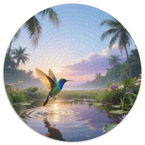 Goldenflügelter Kolibri1000 Stück Rundes Puzzle Fortgeschritten Für Puzzleenthusiasten Strategische PlanungVogel Festtagsgeschenk Rahmung Bereit 1000pcs (67.5x67.5cm) von QEVAWPAE