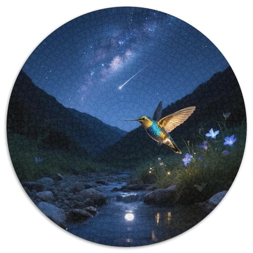 Goldenflügelter Kolibri1000 Stück Rundes Puzzle Moderate Herausforderung Für Studenten Und Erwachsene GehirnjoggingVogel Wohnheim Dekoration Studiengeschenk 1000pcs (67.5x67.5cm) von QEVAWPAE