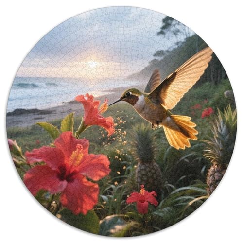 Goldenflügelter Kolibri1000 Stück Rundes Puzzle Multitalent Logisches Denken Visuelle Kreativität Künstlerisches SpielVogel Dekorative Aufwertung Einzigartiges Geschenk 1000pcs (67.5x67.5cm) von QEVAWPAE