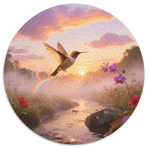 Goldenflügelter Kolibri1000 Stück Rundes Puzzle Ruhiges Tempo Für Großeltern Und Kinder Sanftes GehirntrainingVogel Schönes Geschenk Familienspaß 1000pcs (67.5x67.5cm) von QEVAWPAE